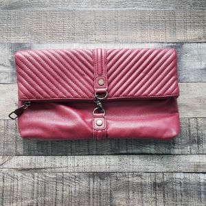 Steve Madden Maroon Fold Over Clutch
